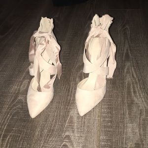 Blush Lace up Heels